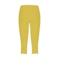 thumbnail image 4 of Jzuxvd Womens High Waist Basic Solid Cotton Soft Capri Leggings Yellow XXL, 4 of 5