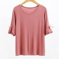 thumbnail image 2 of AherBiu Pajamas Tops for Women Oversized Ruffle 1/2 Sleeve Basic Layer Top Tees Shirts Comfy Soft Undershirts, 2 of 5