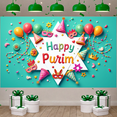 thumbnail image 5 of Colorful Happy Purim Banner Festive Purim Display Mask Design Party Hat Decor Festive Backdrop for Jewish Holiday Purim Celebration Indoor Party, 5 of 9