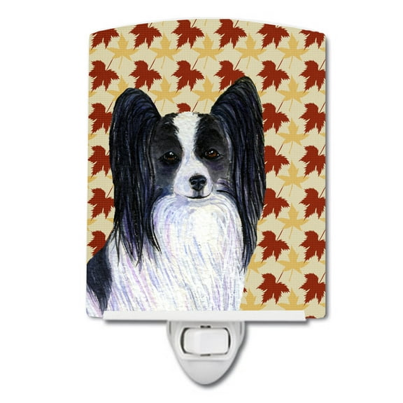 Papillon Fall Leaves Portrait Ceramic Night Light
