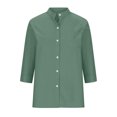 thumbnail image 6 of AherBiu 3/4 Length Sleeve Tops for Women Button down Shirts High Neck Business Casual Tops Blouse, 6 of 6
