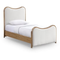 Meridian Furniture Arvada Cream Linen Textured Fabric Upholstered Twin Bed