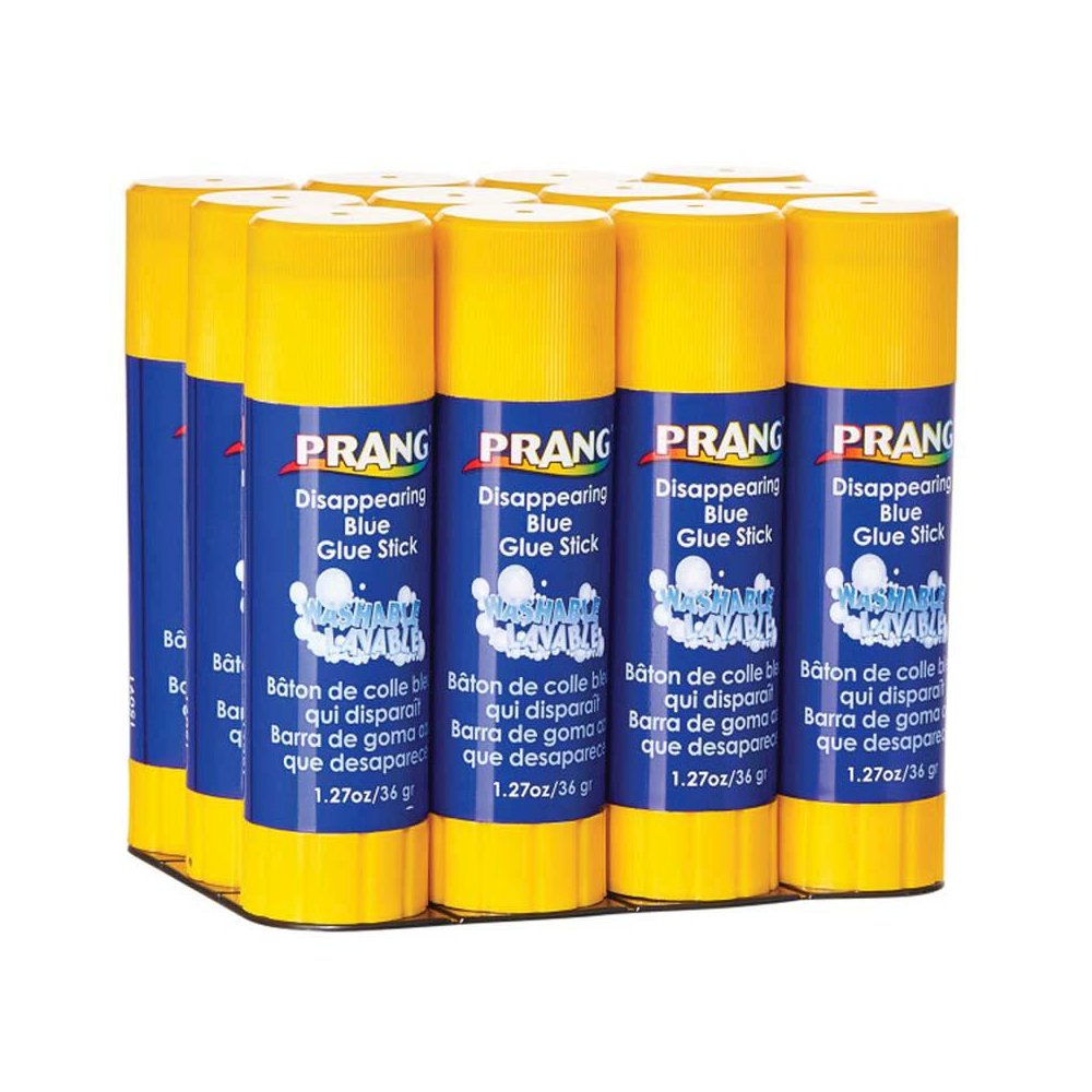 Prang Washable Glue Stick, Blue, 1.27 Oz, Pack of 6