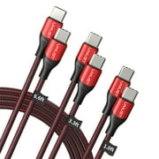UMUST USB C to USB C Cable 60W,[3Pack 6.6/3.3/1.0ft] UMUST Type C to Type C PD Fast Charger Cable, USB C Cable For MacBook Pro2021/Air M1/iPad Pro2021/Samsung Galaxy S21/Switch/Pixel/LG(Red)