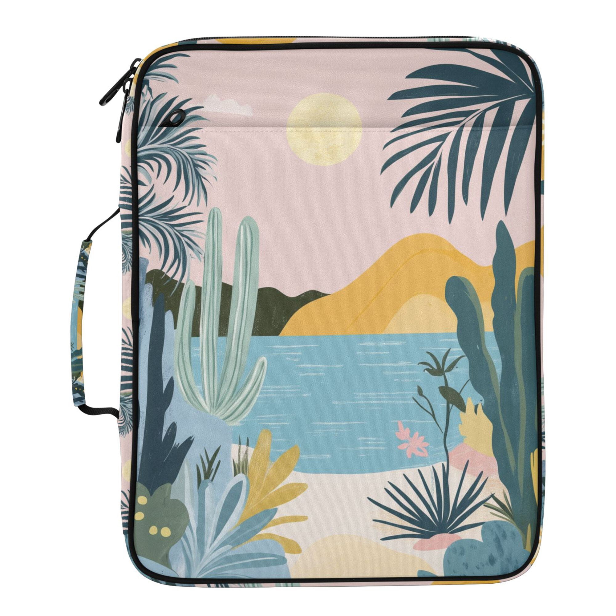 FORMRS Accordion File Folder A4 Size 7-Pocket Expanding Document Organizer Bag with 3 Ring Binder, Boho Style Sun