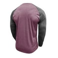 thumbnail image 4 of Iugvhana Men's Color Blocking Round Neck Shirt Outdoor Workout Sports Fitness Base Layer T-Shirt Tops Long Sleeve Casual Tees Red L, 4 of 6