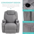 thumbnail image 4 of Best Choice Products Executive Swivel Massage Recliner Chair w/ Remote Control, 5 Modes, 2 Cup Holders - Gray, 4 of 7