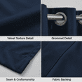 thumbnail image 3 of SNITIE 2 Panels Luxury Velvet Light Filtering Curtains, Thermal Insulated Grommet Drapes for Living Room, Super Soft Window Curtains for Home Decor, 3 of 8