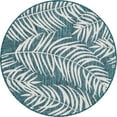 thumbnail image 1 of Unique Loom Extérieur Bohème Feuilles Tapis 4' x 4' Ronde Sarcelle/ivoire, 1 of 1