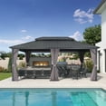 thumbnail image 2 of PURPLE LEAF 12' X 16' Hardtop Gazebo Patio Hardtop Gazebo with Heavy Duty Galvanized Steel Double Roof for Patio Lawn Garden, Grey, 2 of 14
