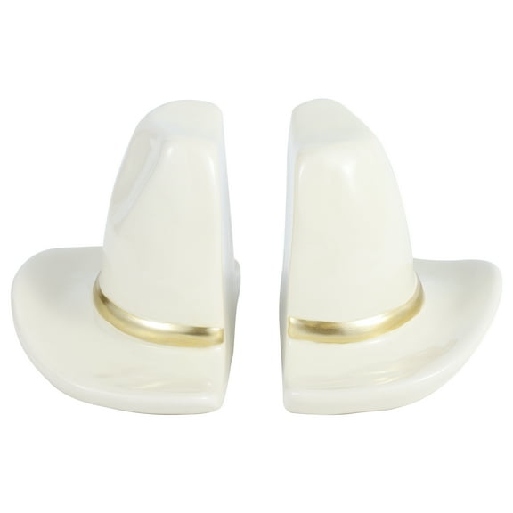 Mainstays White Ceramic Tabletop Cowboy Hat Bookends