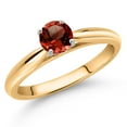 thumbnail image 2 of Gem Stone King 10K Yellow Gold Red Garnet Solitaire Engagement Ring for Women (1.00 Cttw, Round 5MM, Gemstone October Birthstone, Available in Size 5, 6, 7, 8, 9), 2 of 4