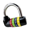 thumbnail image 3 of lionlar Portable 4 Digit Combination Padlock for School Gym Locker Toolbox Cabinet Black Option 4-Black, 3 of 7