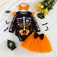 thumbnail image 2 of Kogui Baby Outfit Baby Girl Clothes Set Long Sleeve Ribbed Romper Top Pocket Suspender Skirt Girl Dresses Outfits 0 3 6 9 12 18 24 Months (Orange,12-18 Months), 2 of 6
