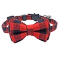 thumbnail image 1 of Christmas Dog collar with bow classic plaid snowflake pattern adjustable pet collar, 1 of 5