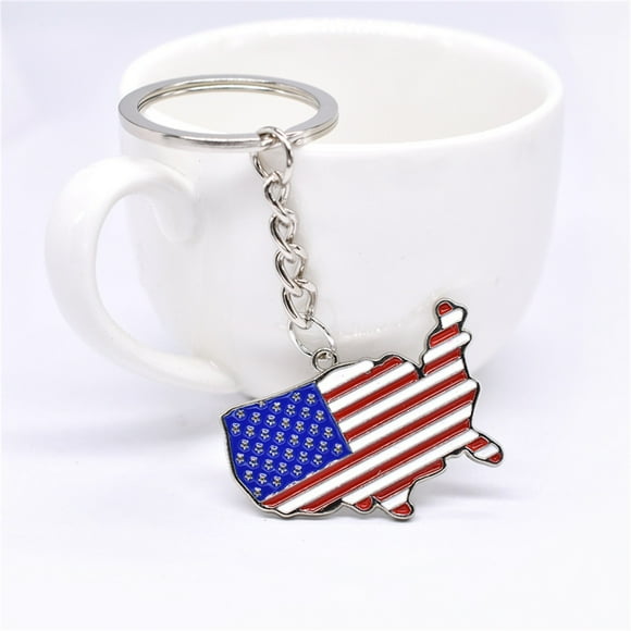 Patriotic USA Map Alloy Keychain for Independence Day Celebration and National Display