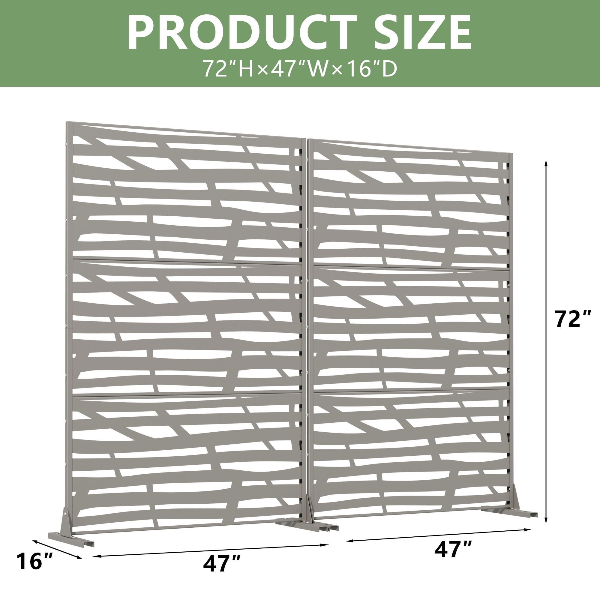 MAYEERTY 72*47in Outdoor Privacy Screen, Deck & Backyard Metal Privacy Fence, Privacy Panel for Patio, Balcony, Garden