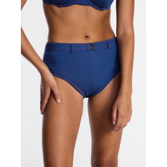 Kacey Lee Women's and Women's Plus High Waisted Boyshort Bikini Bottoms with Pockets, Sizes XS-3X
