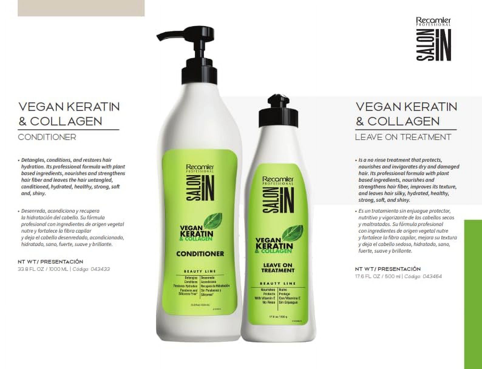 RECAMIER PROFESSIONAL SALON IN Vegan Keratin & Collagen Hair Leave On Treatment 17.6oz.
