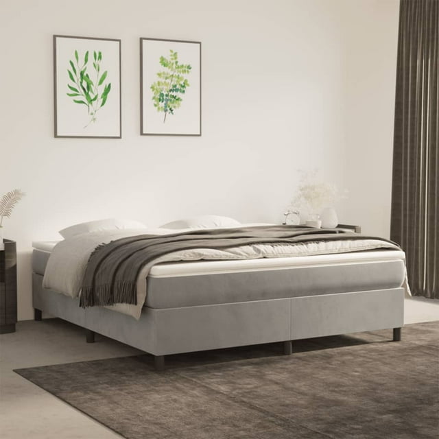 vidaXL Cadre de Lit Gris Clair 193x203 cm Très Grand Velours