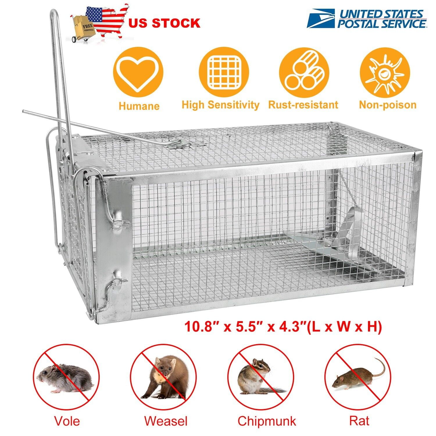 Humane Rat Trap Cage Small Live Animal Pest Rodent Mouse Control Catch Bait Trap