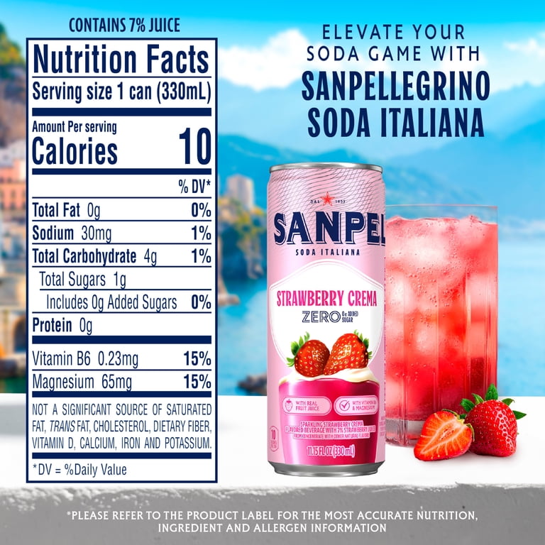 Sanpellegrino Soda Italiana Strawberry Crema, 11.15 fl oz, 6 Pack photo 6