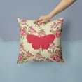 thumbnail image 2 of Carolines Treasures Butterfly Shabby Chic Yellow Roses Fabric Decorative Pillow 14Hx14W multicolor, 2 of 4