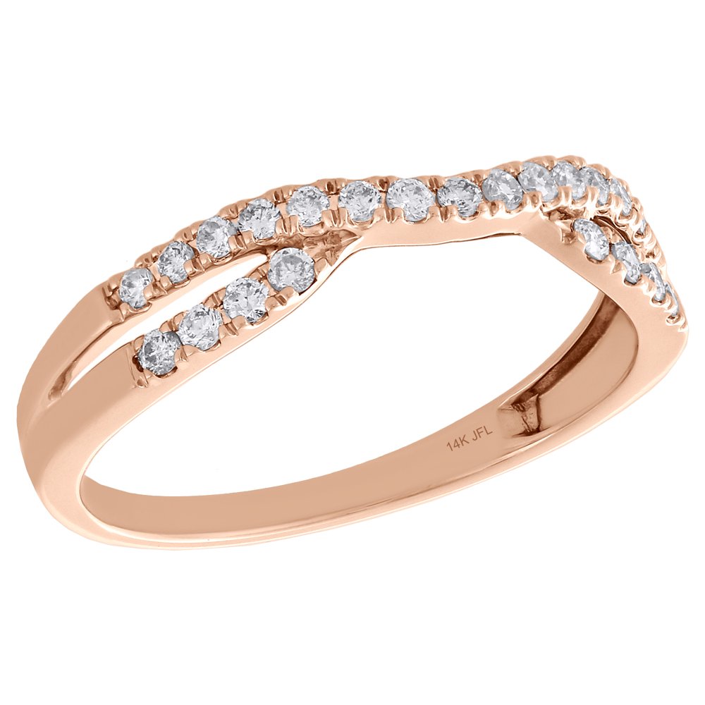 Jewelry For Less 14K Rose Gold Round Diamond Contour