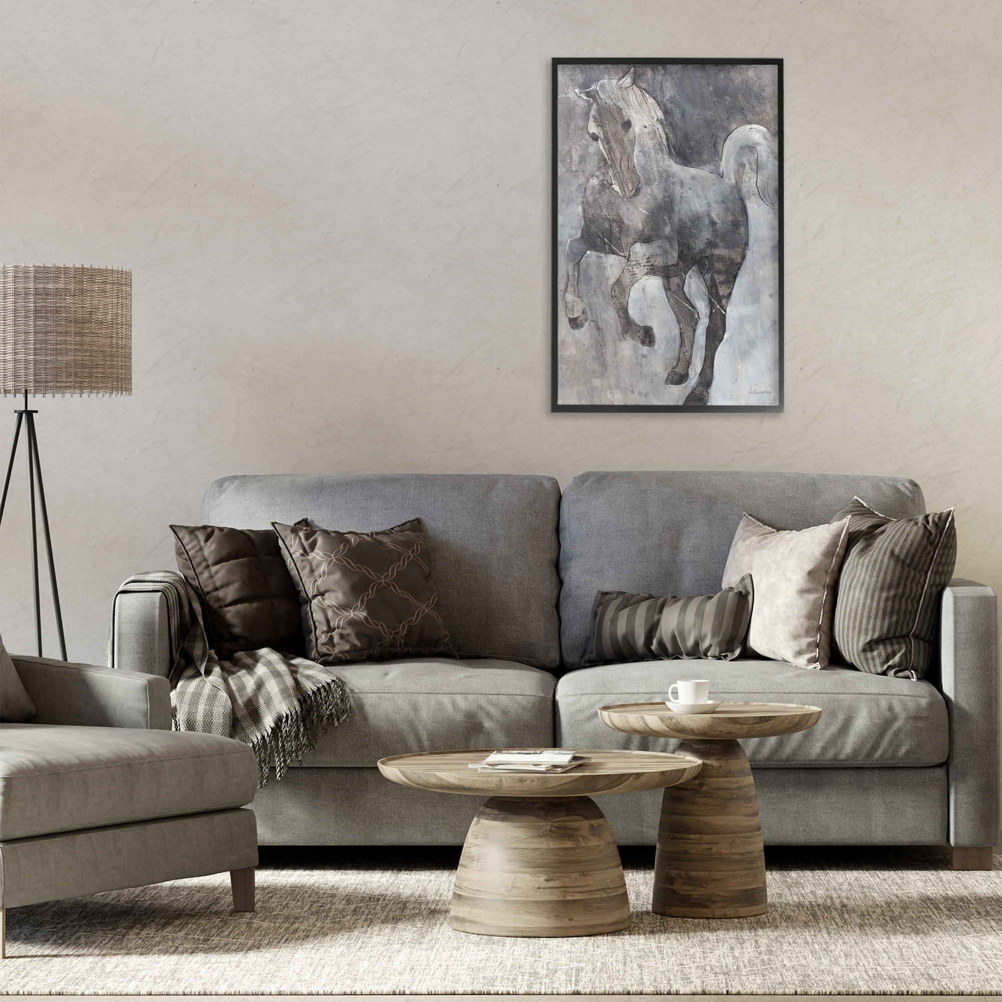 Stupell Industries Wind Dancer Stallion Animals & Insects Painting Black Framed Art Print Wall Art, 20 x 30