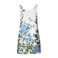 thumbnail image 6 of Mqqzkk Rompers for Women 2025 Summer Casual Trendy Flower Printed Sleeveless Shorts Jumpsuits Loose Strap Jumpsuits with Pockets Blue L, 6 of 6