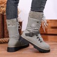 thumbnail image 4 of Women's Casual Mid Calf Boots, Retro Splice Knit Belt Buckle Lace Up Platform Design with Breathable Lining, Trendy Boots for Daily Party Gift, 4 of 4