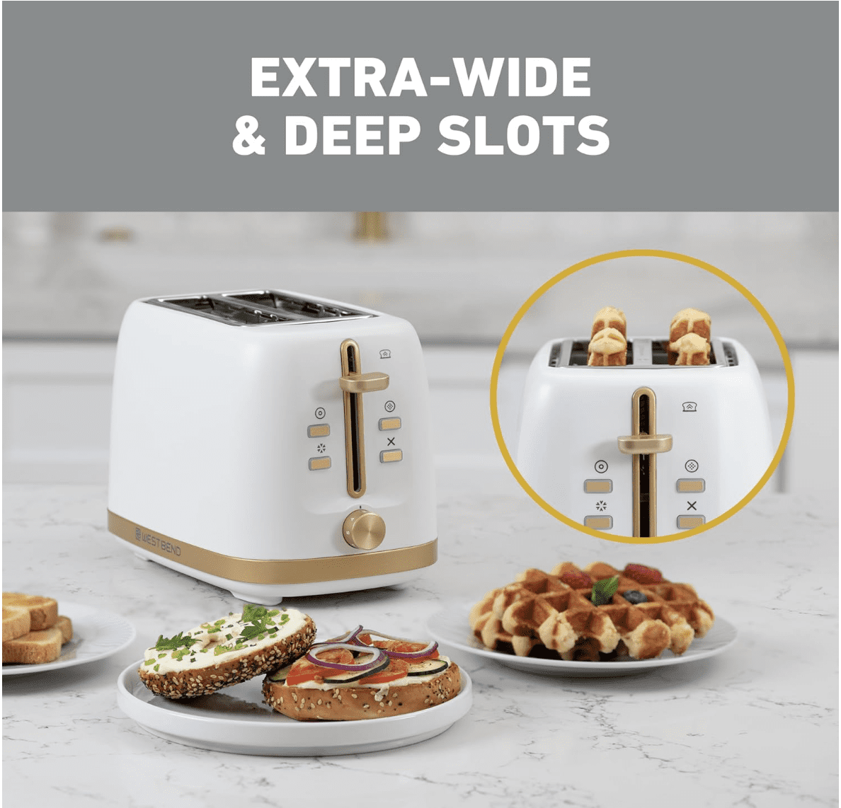 West Bend Timeless 2-Slice Toaster, in White/Gold (TTWB2SWG13)
