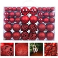 thumbnail image 5 of 101 bolas de adornos navideños para decoraciones navideñas, adornos irrompibles para árboles de Navidad, juego de decoración navideña de 60 mm, color rojo, 5 of 5