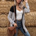 thumbnail image 3 of Ladies Stitched V-Neck Loose-Knit Cardigan Sweater With Long Sleeves, 3 of 6