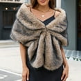 thumbnail image 2 of Womens Faux Fur Bridal Fax Fur Stole Cape Shawl Winter Warm Shoulder Wrap for Wedding Birthday Evening Party Camel Free, 2 of 3