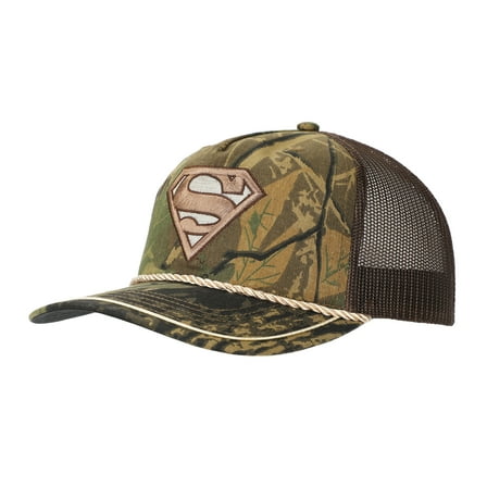 Superman Embroidered Logo Adult Camouflage Retro Trucker Hat