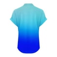 thumbnail image 4 of YUGYXL Casual Henley Tops for Women Dressy Short Sleeve Loose Shirts Plus Size Tshirts Gradient Color Blouses Blue S, 4 of 6