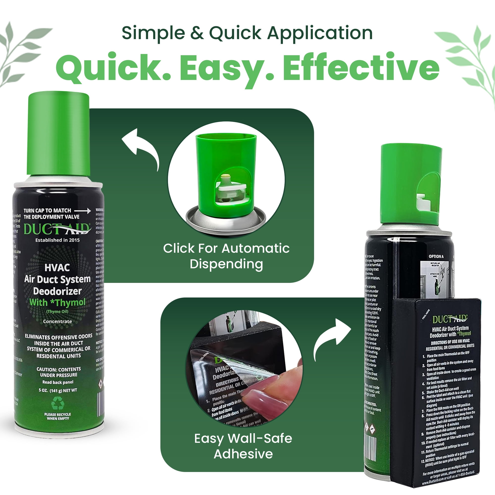 Duct Aid HVAC Air Freshner Deoderizer Mold Treatment Fogger Odor Remover Treatment for Car and Home with Thymol Concentrate -Thyme