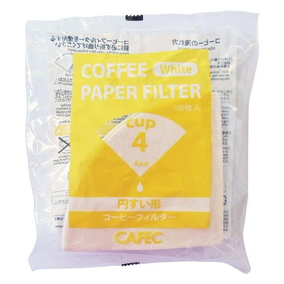 CAFEC Filtre en Papier Traditionnel en Forme de Cône cup4 (Blanc) 100 Pcs/paquet (un (1) Lot de 100)