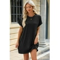 thumbnail image 2 of Women’s Summer Dresses Short Sleeve T-Shirt Dress Casual Loose Slit Beach Mini Vacation Dresses Tunic Top (Black,X-Large), 2 of 6