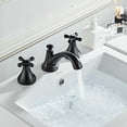 thumbnail image 3 of Grifo para lavabo de baño, 2 manijas, montaje de 3 orificios, lavabo para adaptarse a grifo de baño de 8-16 pulgadas, negro mate, 3 of 5