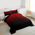 thumbnail image 3 of jejeloiu Minimalism Geometric Strips Twin Comforter Sets,Red Black Bedding Set For Adults Reversible 2pcs, 3 of 8
