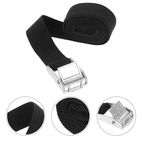 Healifty Durable Black Ratchet Strap Set for Car Heavy Duty Lashing 4Pcs