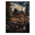 thumbnail image 3 of Designart "Retreat by the Canadian Lake I" Canada Print on Natural Pine Wood, 3 of 5