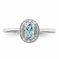thumbnail image 5 of 925 Sterling Silver Polished Rhodium Aqua and Diamond Ring Size 7 2mm Wide Ring for Women, 5 of 6