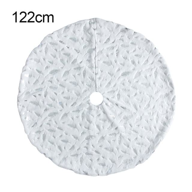 Falda de árbol de Navidad debajo de la alfombra de pie de árbol, manta blanca de plumas para decoración de fiestas, plateado, 122 cm sidaley HA008201-04