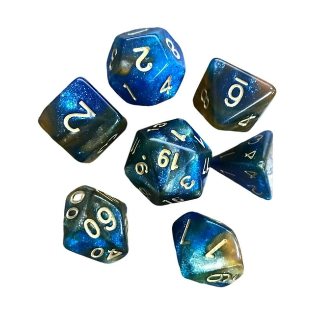 TISHITA Jeu de dés Divination Astrologique 7 Pcs pour Réunions de Famille Bar 4Cblue 4Cblue et Or