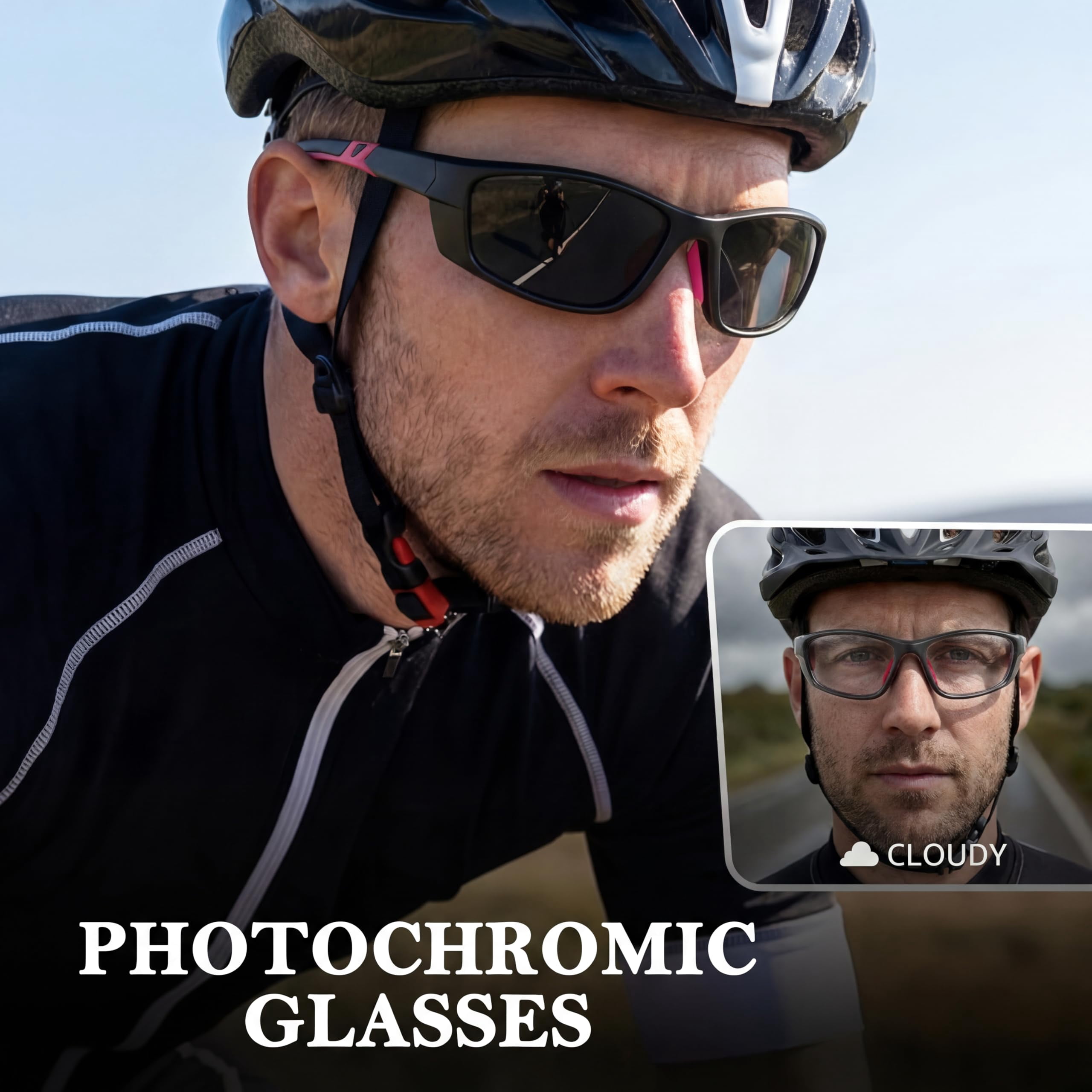 Myiaur Polarized Running Sunglasses for Men Women, UV400 Photochromic Sun Glasses Ideal for Sports Driving Cycling Fishing