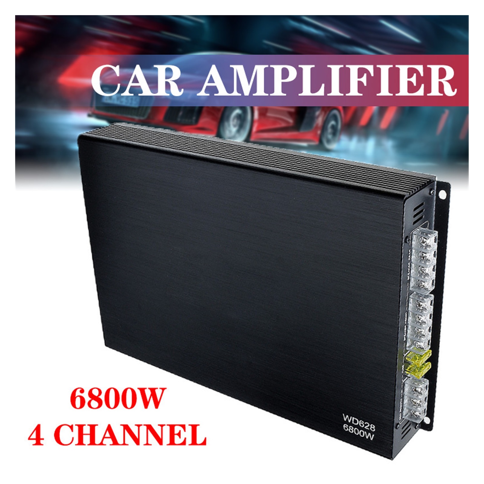 6800W 4 Channel Car Sound Amplifiers DC 12V Class A/B Home Subwoofer Audio Stereo Bass Speaker Car Audio Amplifier