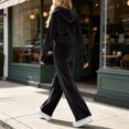 thumbnail image 4 of Zormilly Velour Tracksuit Womens Zip Up Cropped Hoodie Elastic Waist Drawstring Pants 2 Piece Outfits for Work Outdoor Sport, S-XL, 4 of 8